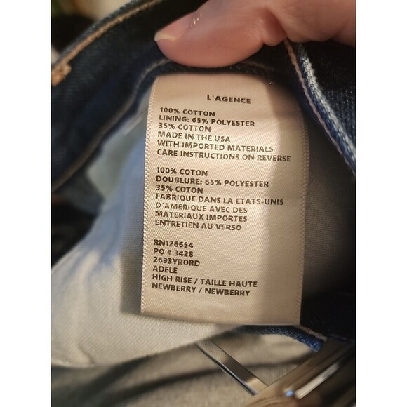 L’AGENCE Adele High-Rise Cropped Stovepipe Jeans Newberry Wash Womens Size 24 - Picture 7 of 7